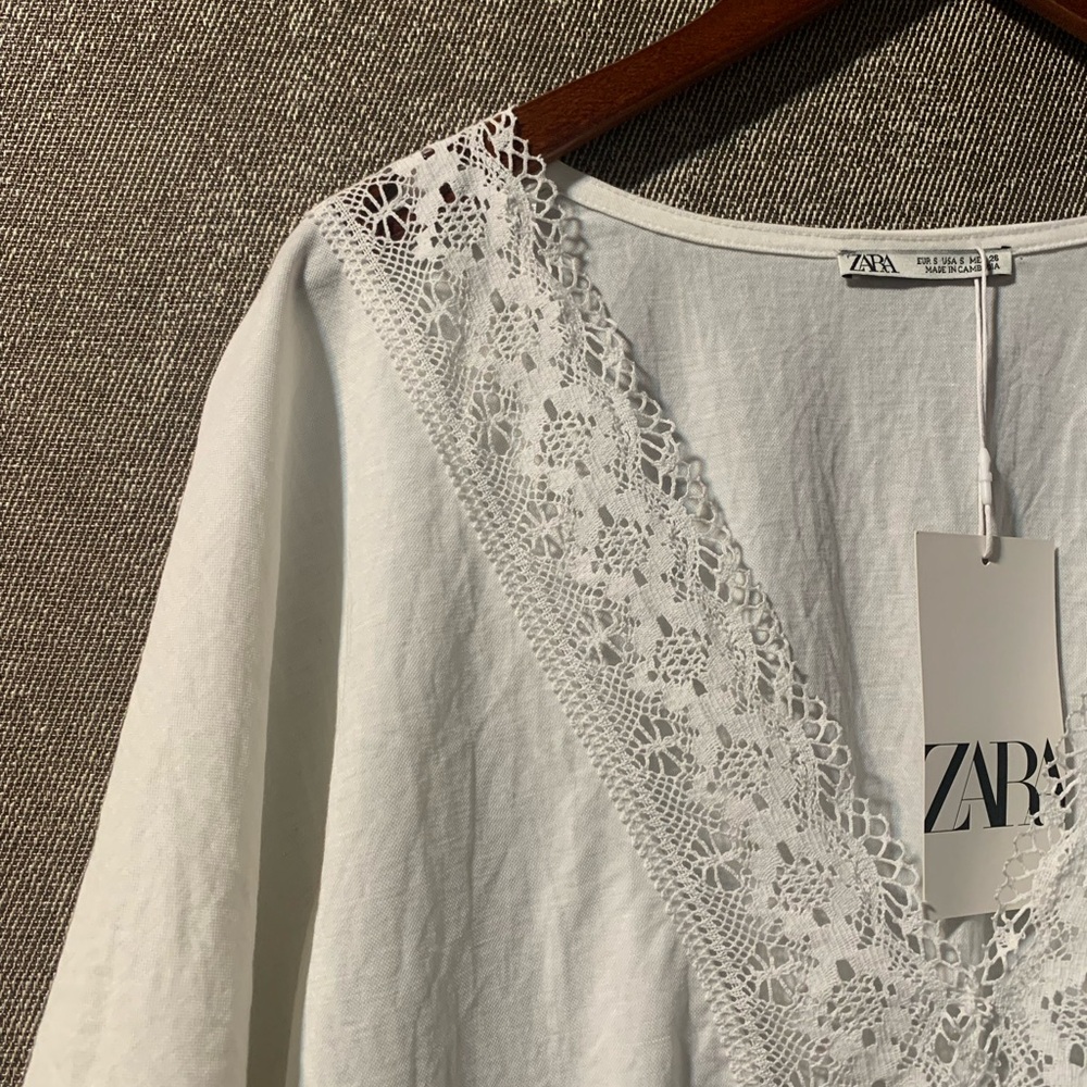 Zara White Too with Lace Trim - size S - Picture 2 of 4